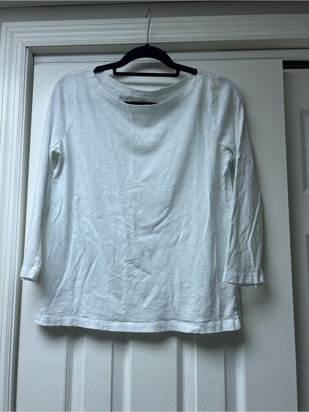 J. Crew White Long Sleeve Boatneck Tee